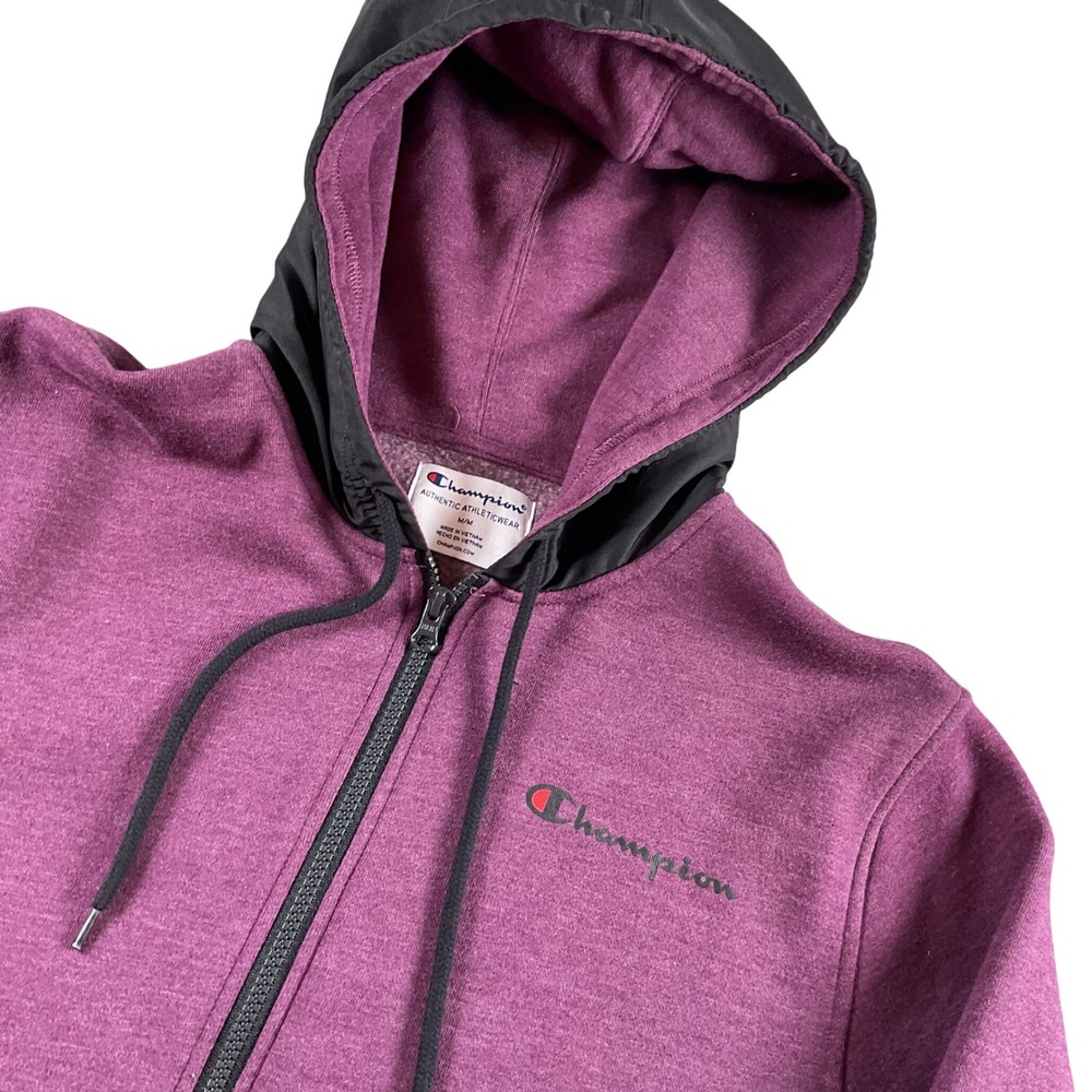 Champion Full Zip Hoodie Sweatshirt Jacket‎ Purple Black Athletic Activewear